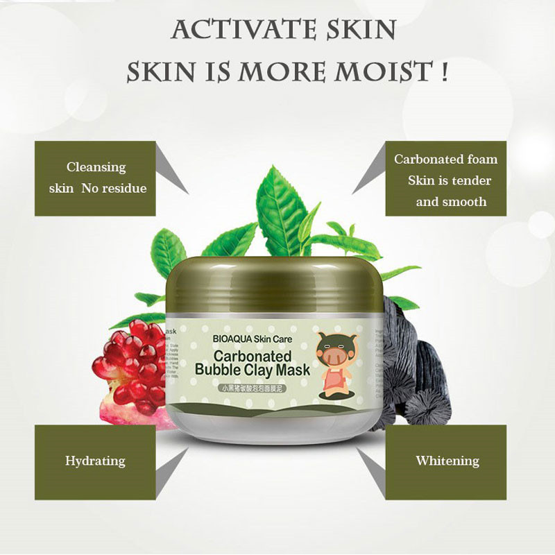 BIOAQUA carbonated bubble clay mask mascarilla de arcilla con burbujas carbonatadas face mask mud