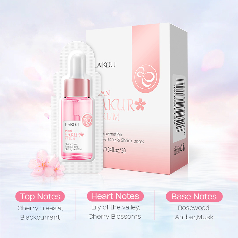 LAIKOU japan sakura serum 1ml*20pcs skin rejuvenation remove acne shrink pores micro needle serum face and body sample size