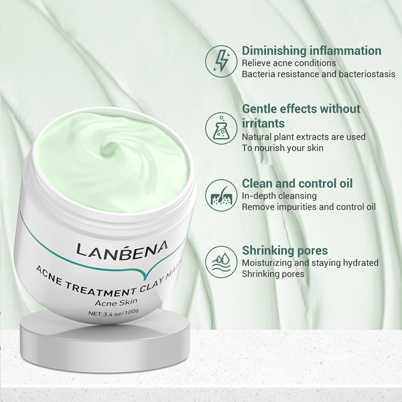 LANBENA 100g acne treatment clay mask nicotinamide arbutin oligopeptides witch hazel whitening brightening clay mud mask