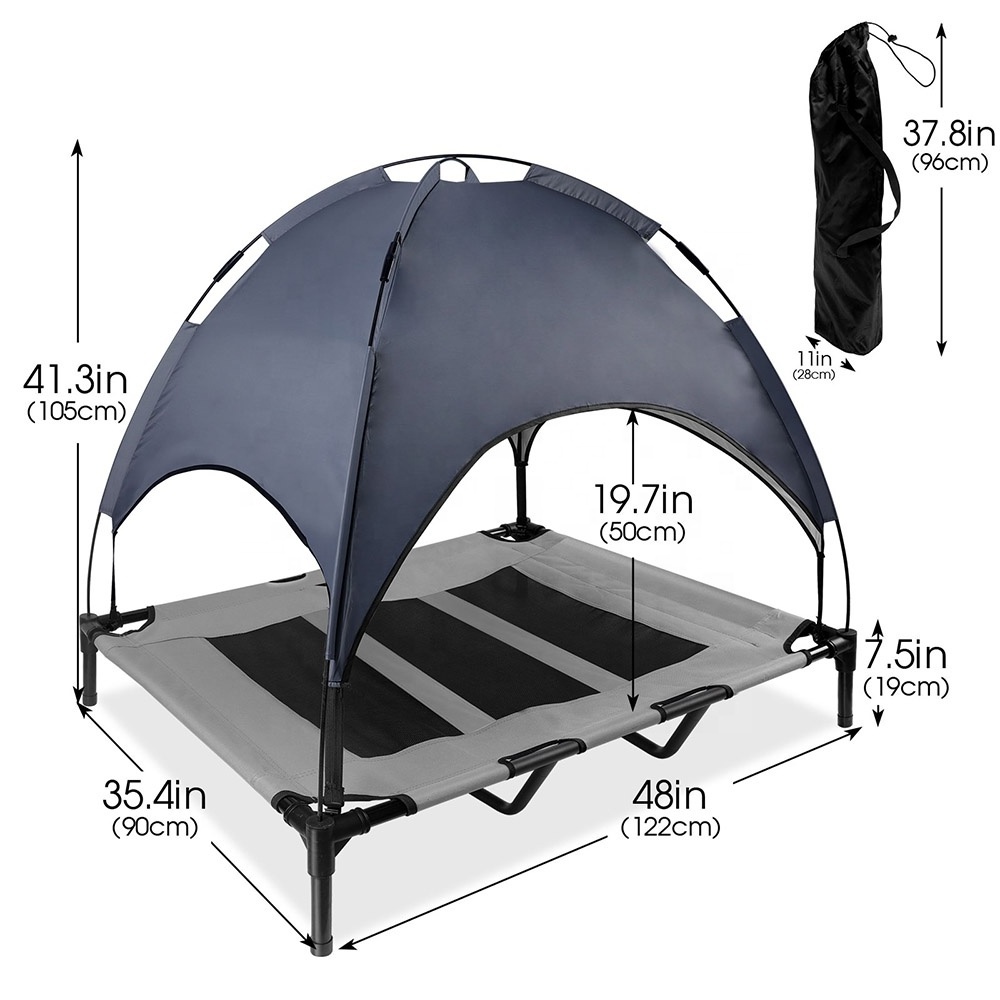 Large Size Outdoor Pet Bed with canopy for Camping gray pet bed Pet camp bed outdoor sunscreen with tent waterproof