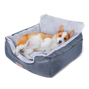 Cute dark grey machine washable dog bed custom logo pet bed for car seat