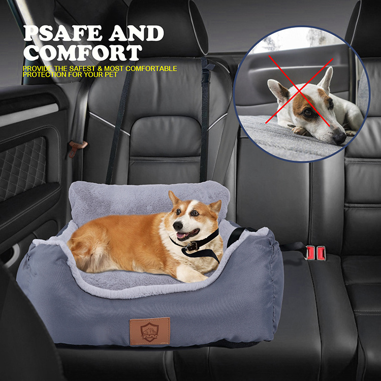 Cute dark grey machine washable dog bed custom logo pet bed for car seat