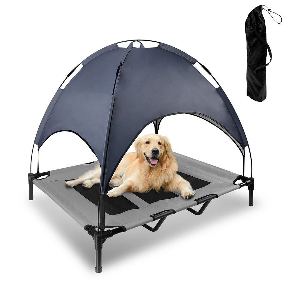 Large Size Outdoor Pet Bed with canopy for Camping gray pet bed Pet camp bed outdoor sunscreen with tent waterproof