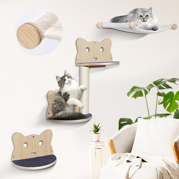 Cat wall furniture hammock cat climbing shelves wall set without hole for cats