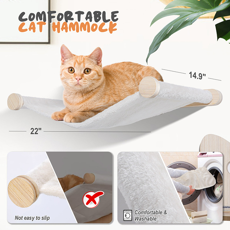 Cat wall furniture hammock cat climbing shelves wall set without hole for cats