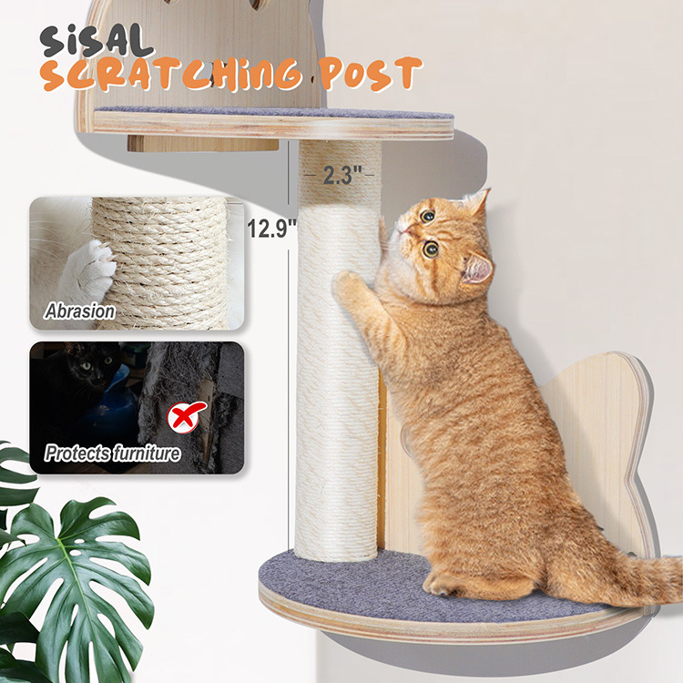 Cat wall furniture hammock cat climbing shelves wall set without hole for cats