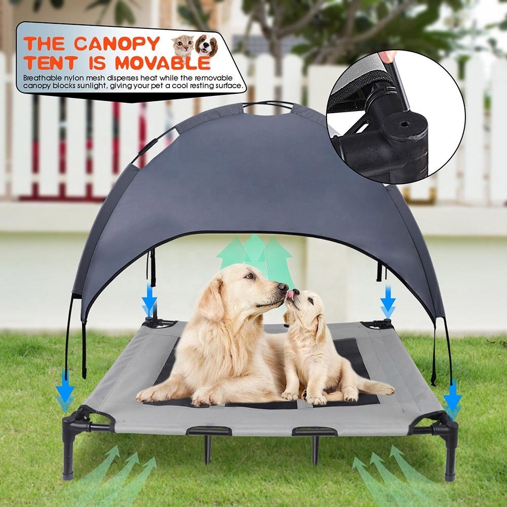 Large Size Outdoor Pet Bed with canopy for Camping gray pet bed Pet camp bed outdoor sunscreen with tent waterproof