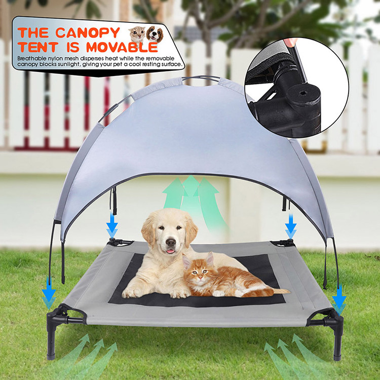 Nylon pet cave swing bed elevated dog camping bed with raised function