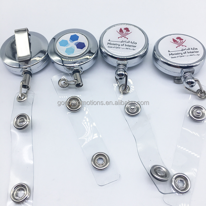 Custom Retractable Conference ID Card Working Card Metal Badge Clip Holder Retractable Badge Holder with Belts Clip