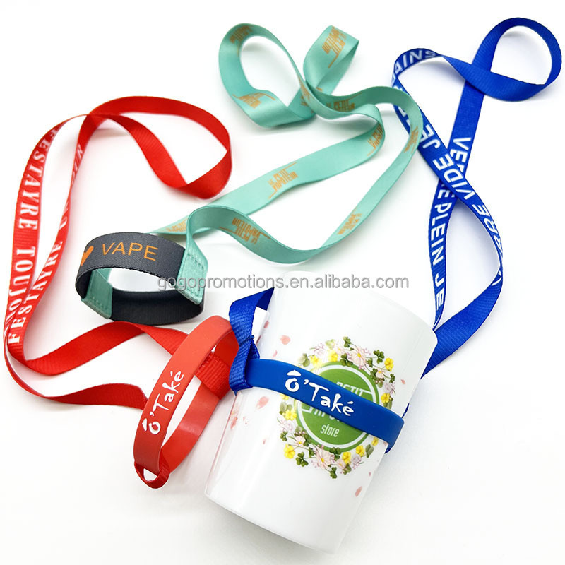 2024 Popular Water Bottle Cup Holder Lanyard Neck Strap Lanyard Custom Promotional bee glass bottle Lanyards