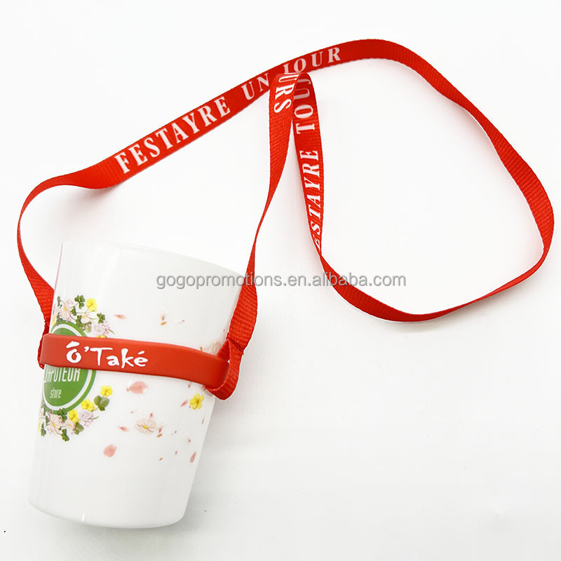 2024 Popular Water Bottle Cup Holder Lanyard Neck Strap Lanyard Custom Promotional bee glass bottle Lanyards