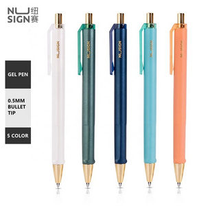 Deli Nusign Geli Pen Retractable 0.5mm Fine Point Black Ink Color Smooth Writing for Office And School Supplies Stationery