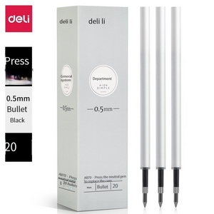 Deli A870 neutral pen cartridge 0.5 black press bullet student writing water pen cartridge 20 pack high quality