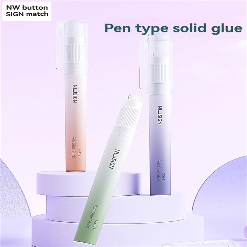 Deli NS141 pen type solid glue purple 1 glue pen strong high viscosity pen shaped glue stick jelly replaceable rubber core