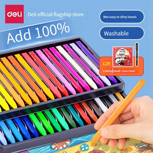 DELI HE901 Crayon No Dirty HandsOil Painting Stick Crayon Kindergarten Special Brush Plastic Crayon Children Do Not Stick Hands