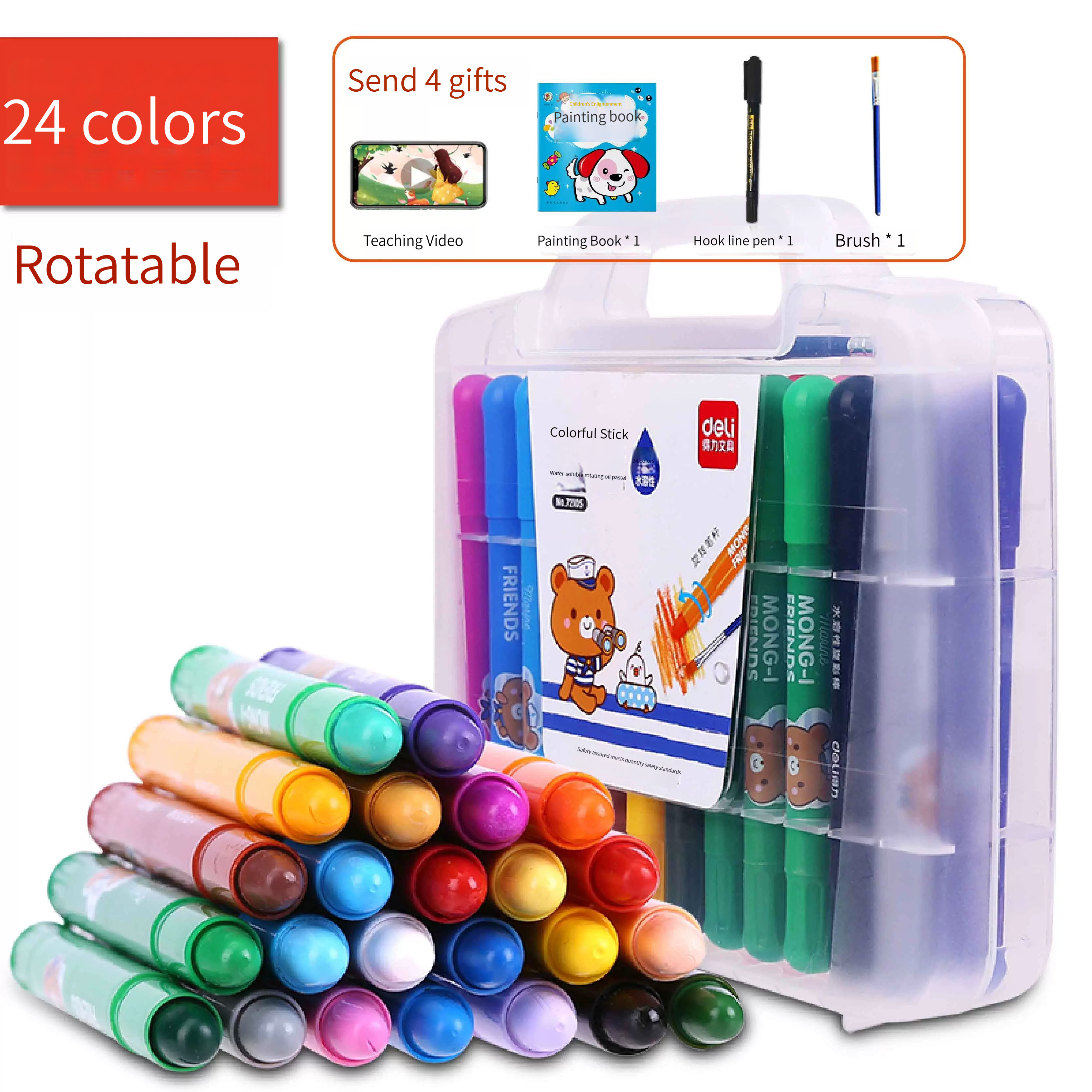 Deli 72076 oil painting stick dazzling stick, safe students, children do not dirty hand crayons high quality