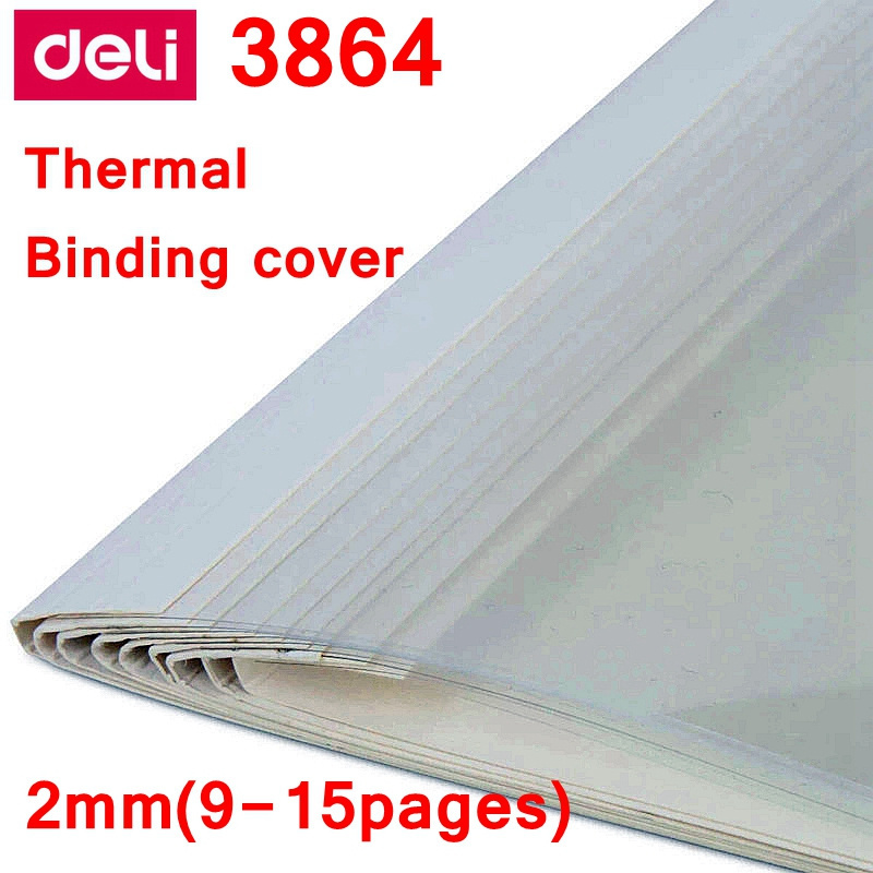 Deli 3864 10PCS/LOT thermal binding cover A4 Glue binding cover 2mm (9-15 pages) thermal binding machine cover