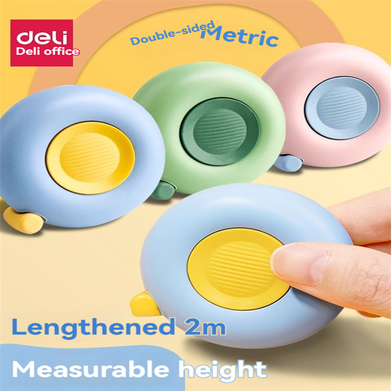 Deli TT102 tape measure 2 meters household soft ruler blue 1 + green 1 small tape measure to measure the height of the carry-on