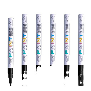 Deli S576   High quality   Thin Rod 6 Black Paint Pens Waterproof Tire & Tombstone Inscription Pen Non-Fading Black Paint Pen