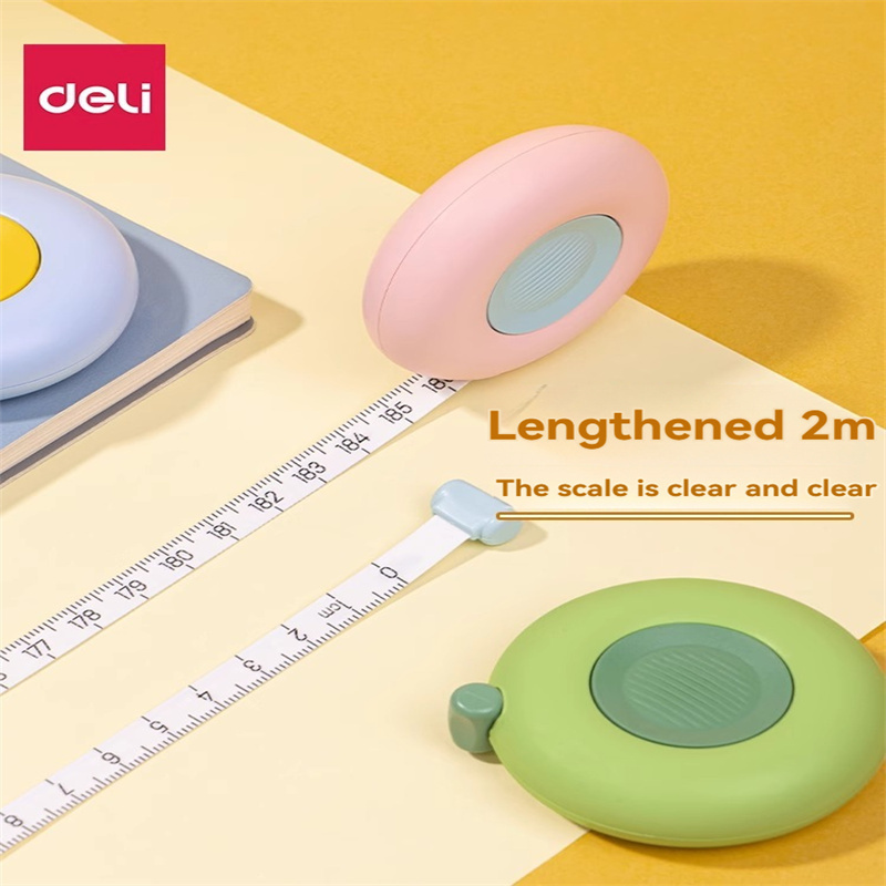 Deli TT102 tape measure 2 meters household soft ruler blue 1 + green 1 small tape measure to measure the height of the carry-on