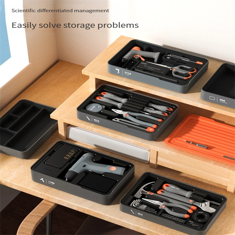 Deli H1001-D Tools Home Layered ToolboxHardware Tool Set Stacked Storage Box Multi-function Storage Box