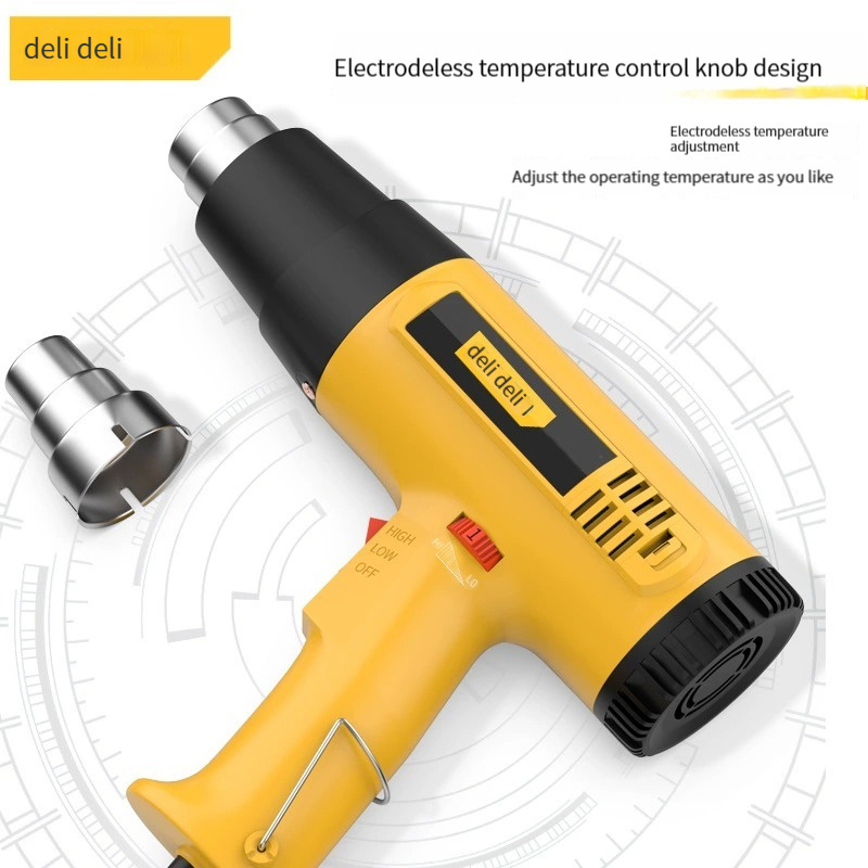 Deli DL391202 heat gun adjustable temperature high power film heating miniature