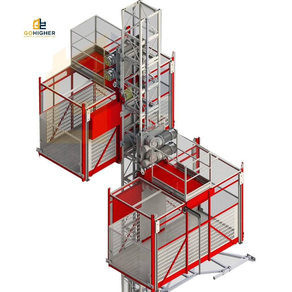 rack and pinion sc100 sc200 sc200td sc200/200bz single cage building construction lifter materials hoist sc200/200 elevador