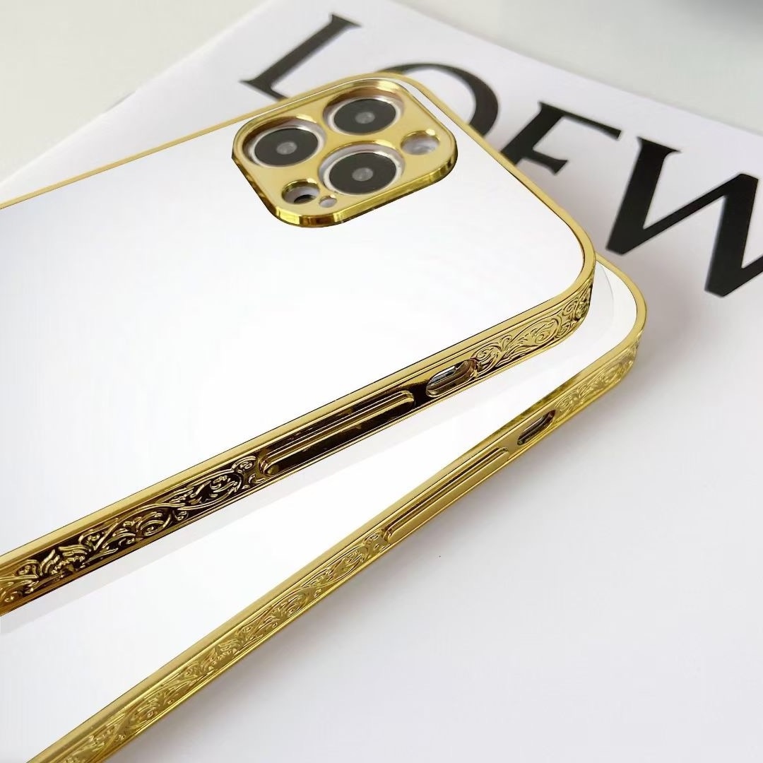 For iphone 14 pro max Luxury Plating Gold Lace Flower Rubber TPU Bumper  Blank Sublimation Back Cover Phone Case 14 max Shell