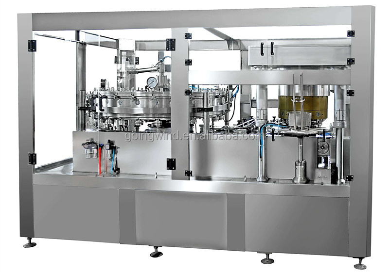 Automatic can filling and sealing machine auto beverage drinks coconut milk tin canning packaging equipment filler sealer seamer