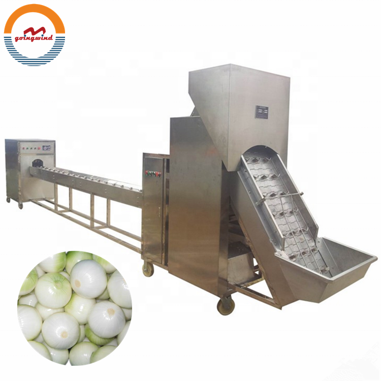 Automatic commercial onion peeling and cutting machine auto industrial onions peeler & cutter machines cheap price for sale