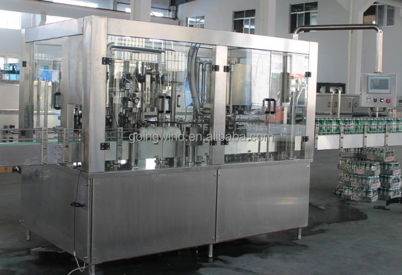 Automatic can filling and sealing machine auto beverage drinks coconut milk tin canning packaging equipment filler sealer seamer