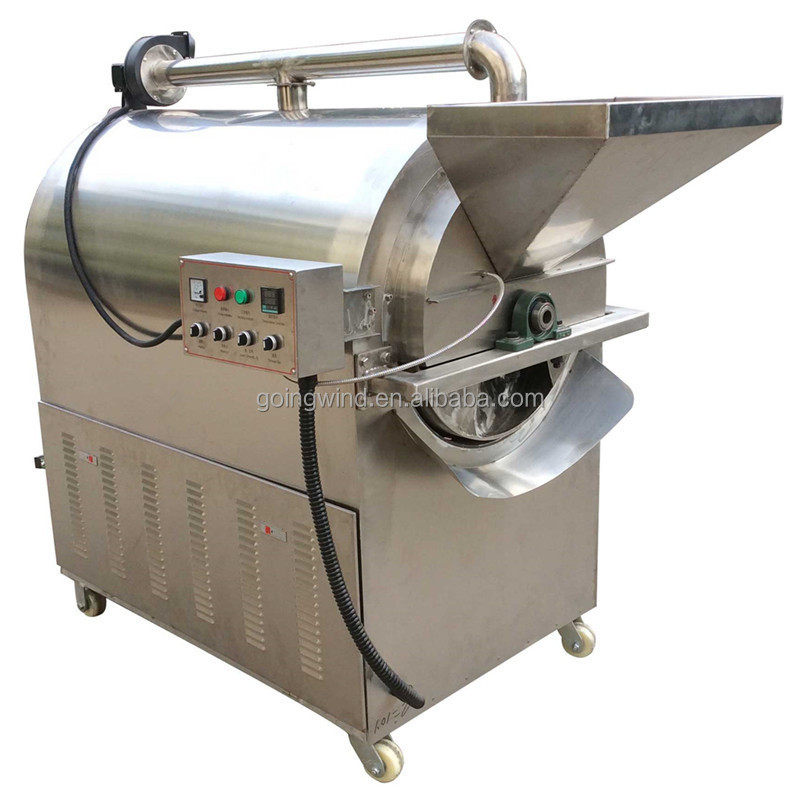 Automatic commercial nut roasting machine best industrial electric gas dry nuts rotary drum roaster oven low price for sale