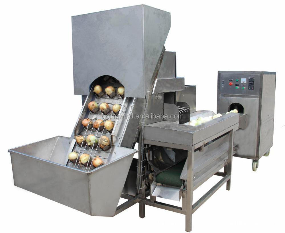 Automatic commercial onion peeling and cutting machine auto industrial onions peeler & cutter machines cheap price for sale