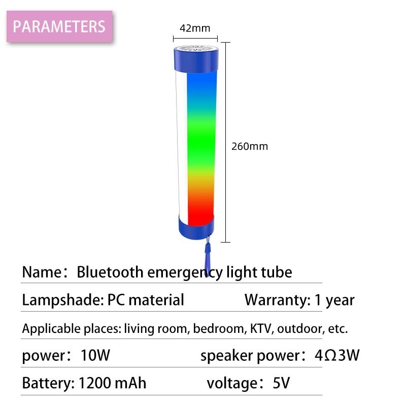 LED camping light Tube Inflatable Camping Lantern with RGB Disco Light Carabiner Loop and Magnetic and music speaker