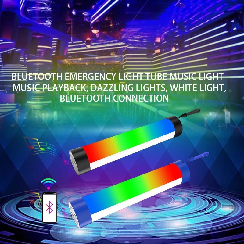 LED camping light Tube Inflatable Camping Lantern with RGB Disco Light Carabiner Loop and Magnetic and music speaker