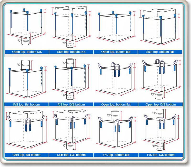 FIBC big bag PP woven jumbo bulk bags 1 Ton 1000kg  1.5 ton bulk Super Sacks Big Jumbo Bags