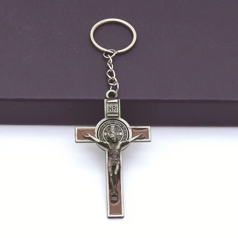 Catholic Christian Jesus Key Ring Car Keychains Women Men Gift Charms Handbag Pendant Cross KeyChains