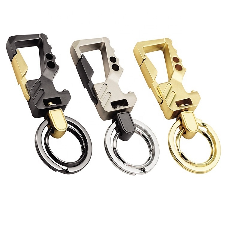 Custom Logo Stainless Steel and Zinc Alloy Heavy Duty Key Chain for Car Key Bottle Opener Carabiner Keychain