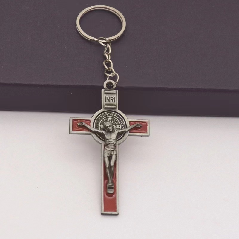 Catholic Christian Jesus Key Ring Car Keychains Women Men Gift Charms Handbag Pendant Cross KeyChains