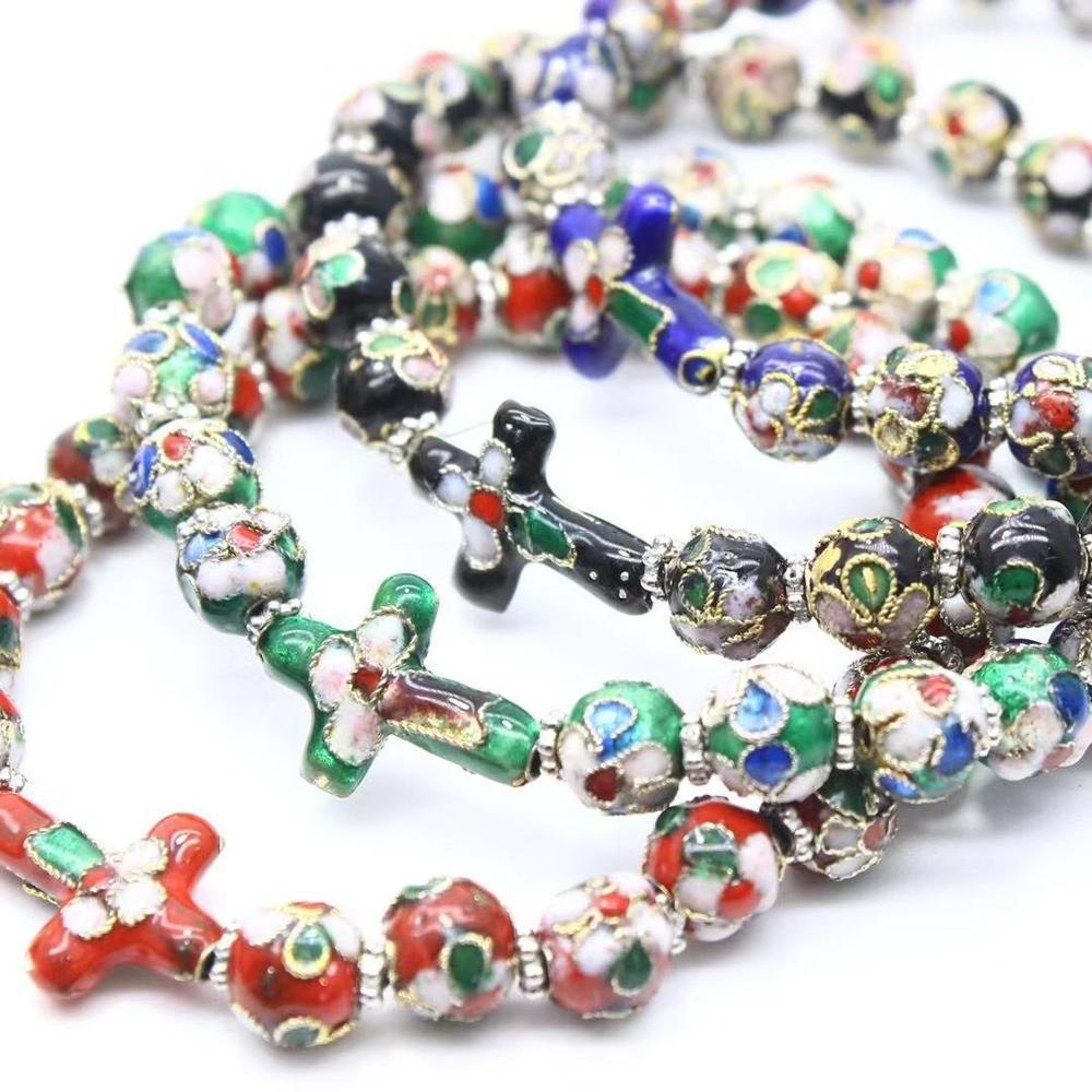 2022 New design Cloisonne Beads Beaded Cross Bracelet, Elastic Rope Bracelet