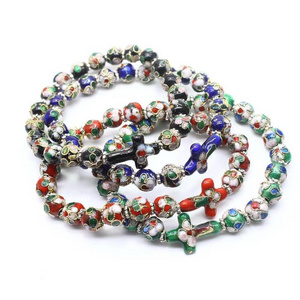 2022 New design Cloisonne Beads Beaded Cross Bracelet, Elastic Rope Bracelet