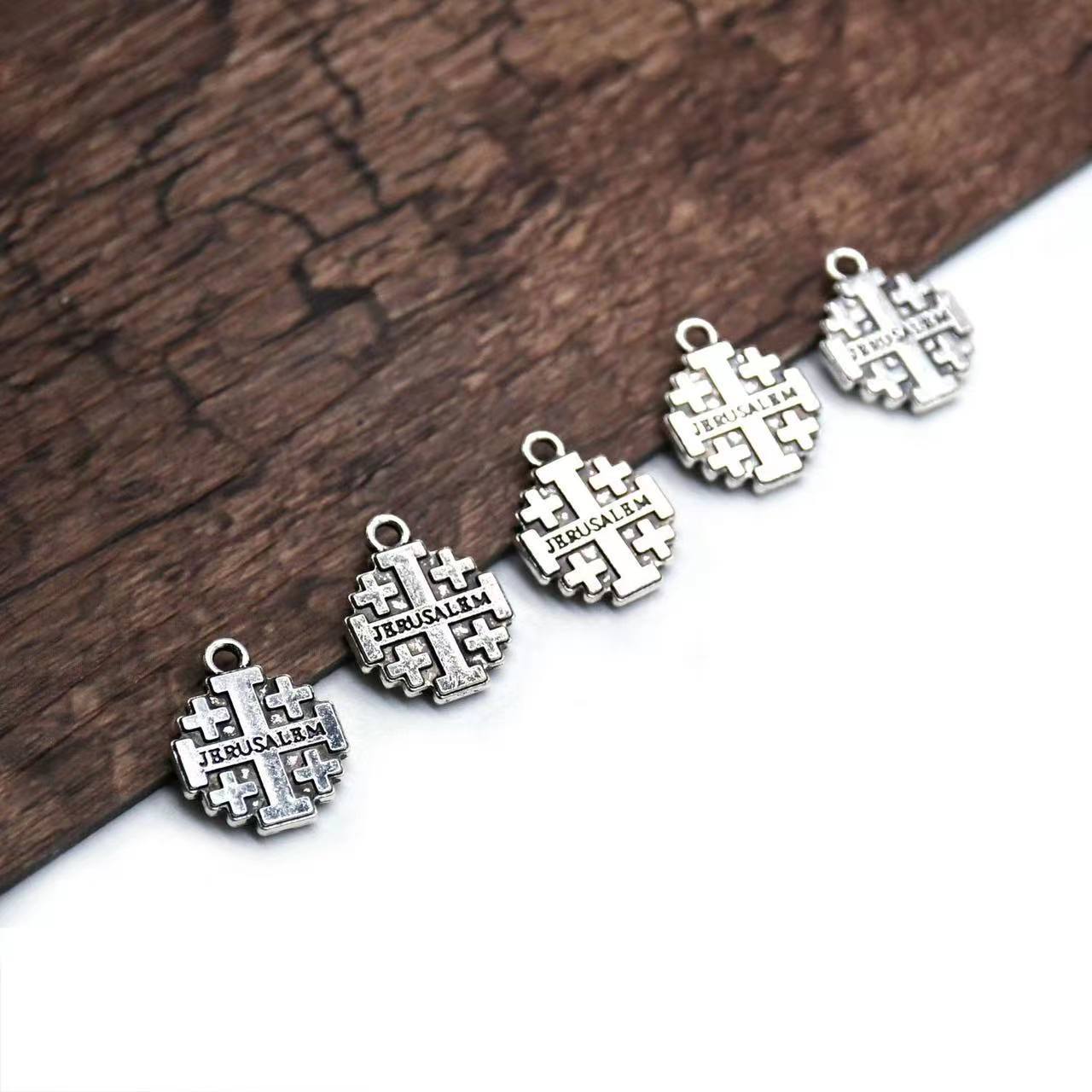 1.8*1.4cm Jerusalem Cross Pendant 15mm Religious Catholic Jewelry Making Silver Alloy Pendant