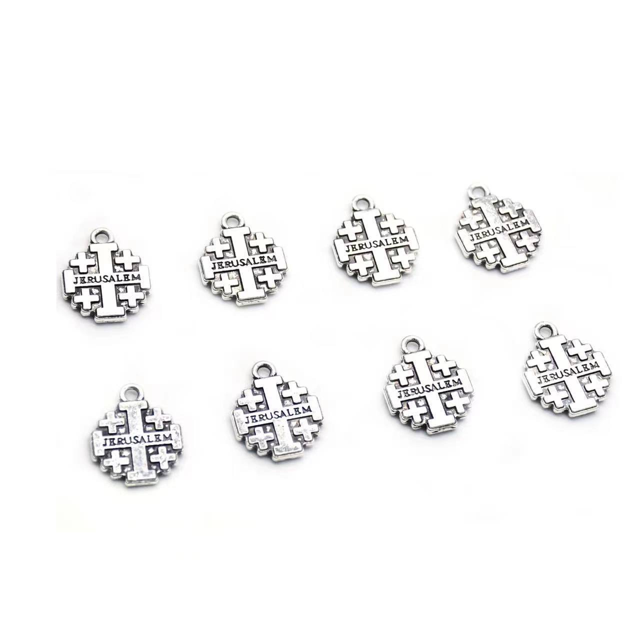 1.8*1.4cm Jerusalem Cross Pendant 15mm Religious Catholic Jewelry Making Silver Alloy Pendant