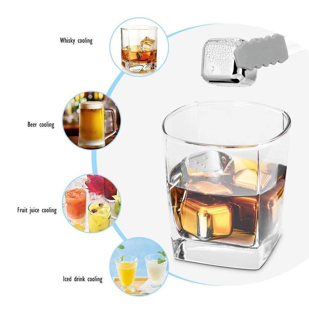 Stainless Steel 304 Bar Party Cube 8 pcs set with ice tong Reusable Chilling Whiskey Stones hot sell Ice Cubes