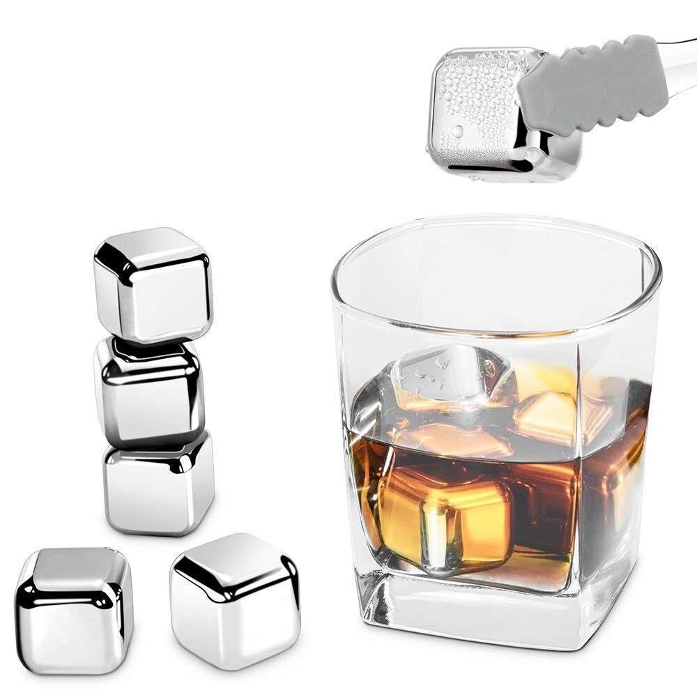 Stainless Steel 304 Bar Party Cube 8 pcs set with ice tong Reusable Chilling Whiskey Stones hot sell Ice Cubes