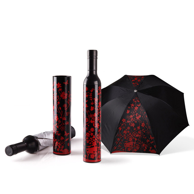 Cheap Price 3 Folding Custom Logo Printing Promotional Wine Bottle Umbrella