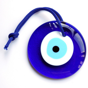 wholesale handmade round glass blue eye charms pendant for bracelet necklace jewelry making