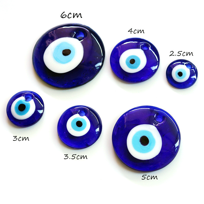 wholesale handmade round glass blue eye charms pendant for bracelet necklace jewelry making