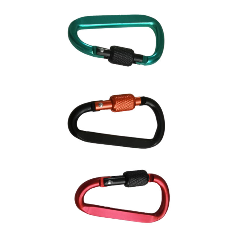 Factory HOT sale Custom lock carabiner D Shaped keychain hook Aluminum alloy carabiner for keychain bag kettle