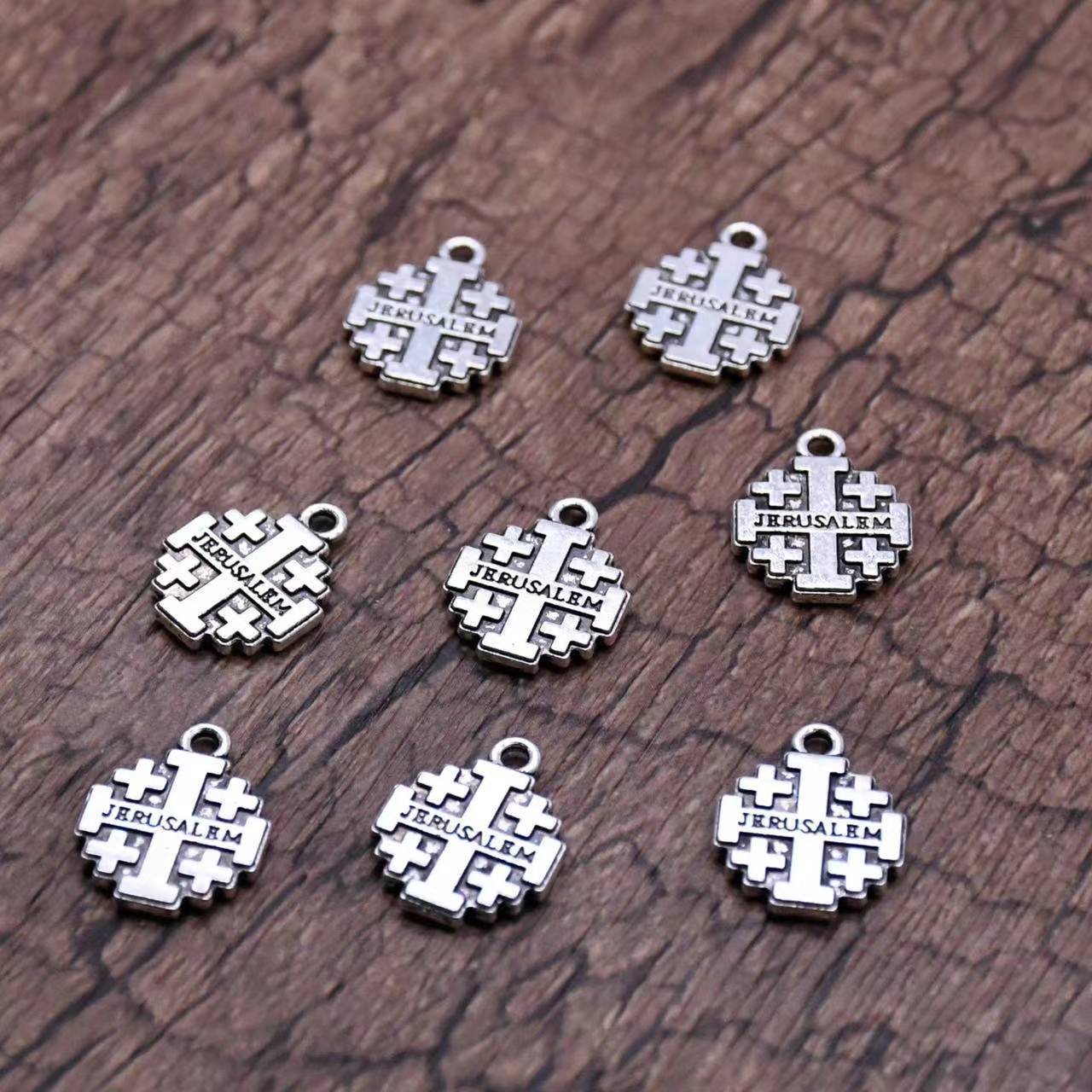 1.8*1.4cm Jerusalem Cross Pendant 15mm Religious Catholic Jewelry Making Silver Alloy Pendant